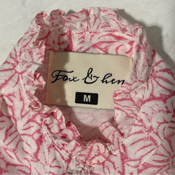 Fox & Hen Medium Pink Floral Ruffle Neck Long Sleeve Peplum Dress Feminine Boho - Picture 3 of 5